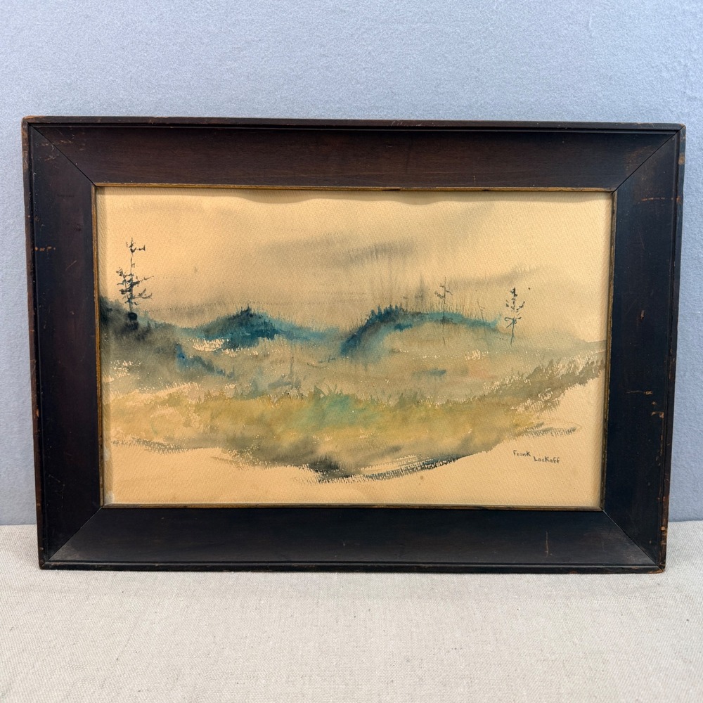 Frank Lockoff Signed Original Watercolor Painting Abstract Landscape Framed Art